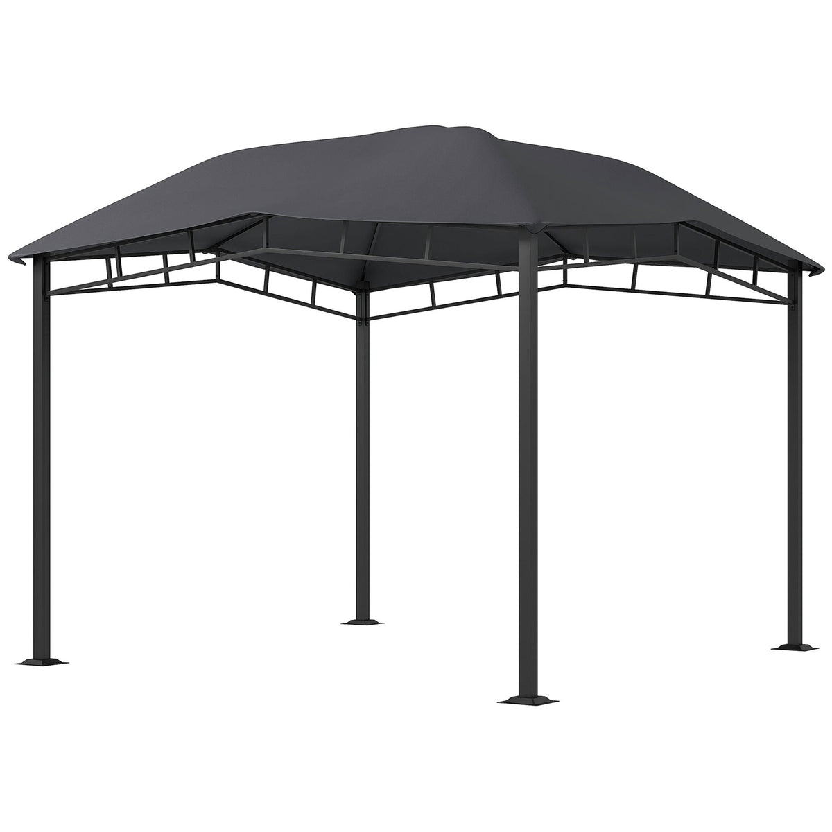 10' x 10' Soft Top Patio Gazebo Outdoor Canopy with Geometric Roof, All-weather Steel Frame, Gray - MC Online