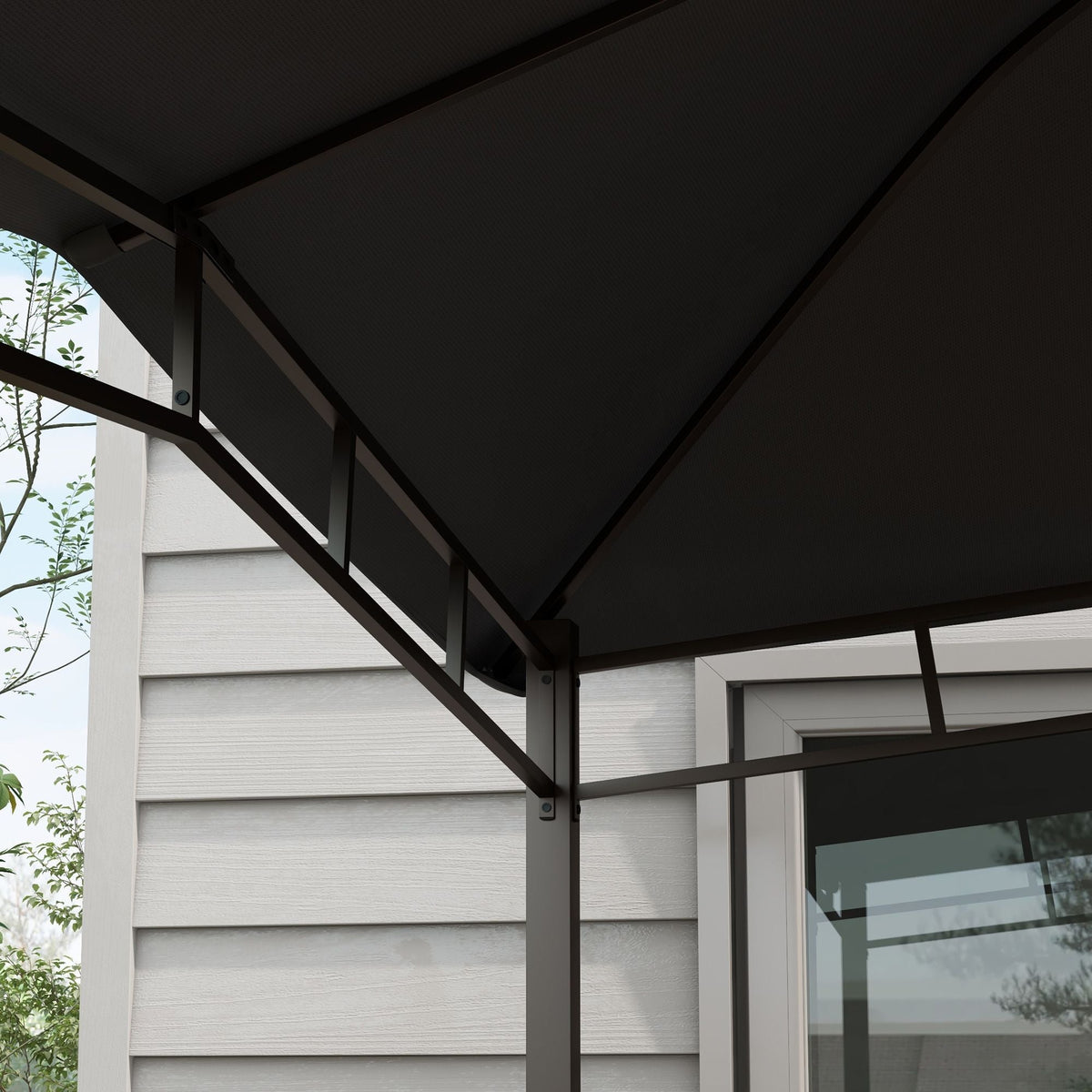 10' x 10' Soft Top Patio Gazebo Outdoor Canopy with Geometric Roof, All-weather Steel Frame, Gray - MC Online