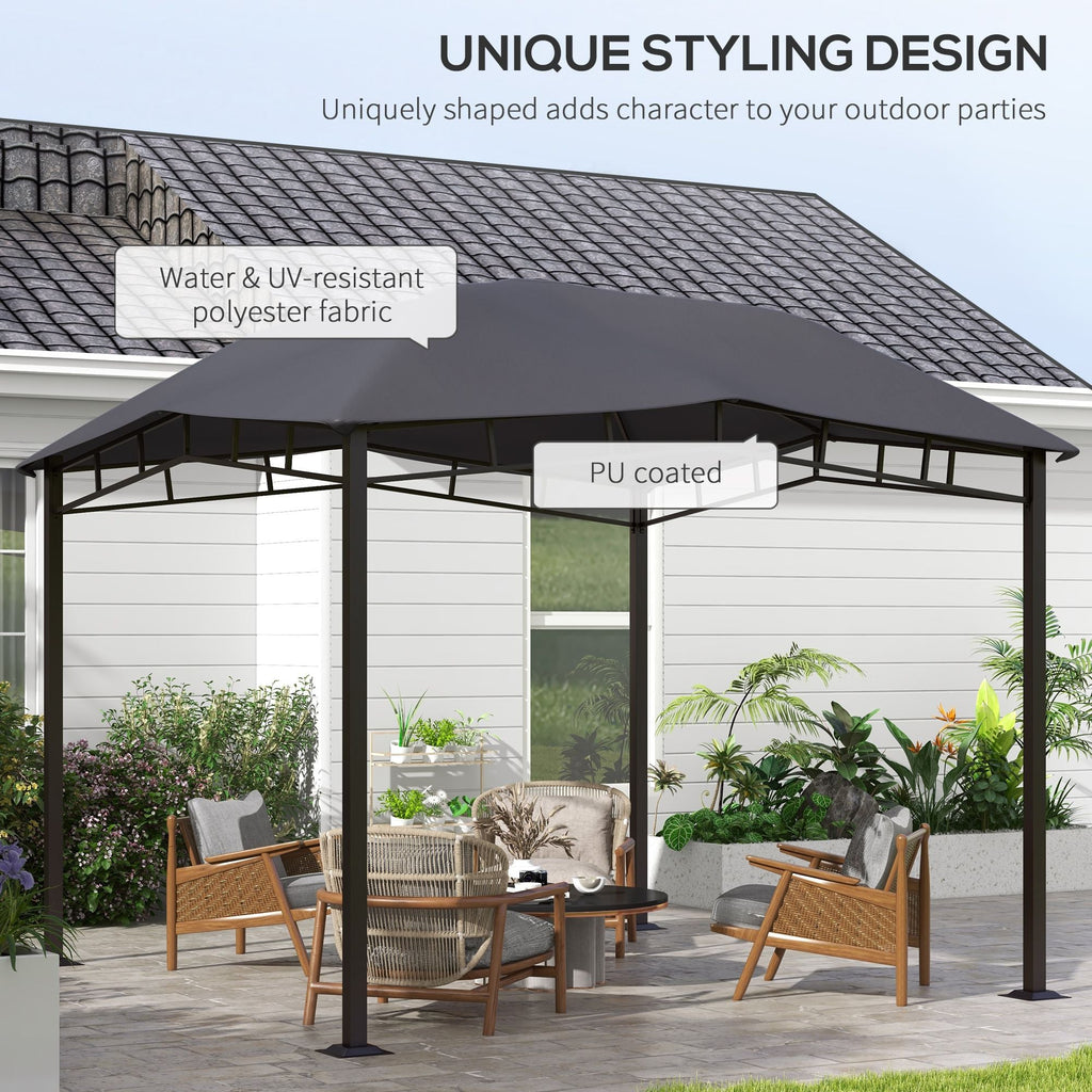 10' x 10' Soft Top Patio Gazebo Outdoor Canopy with Geometric Roof, All-weather Steel Frame, Gray - MC Online