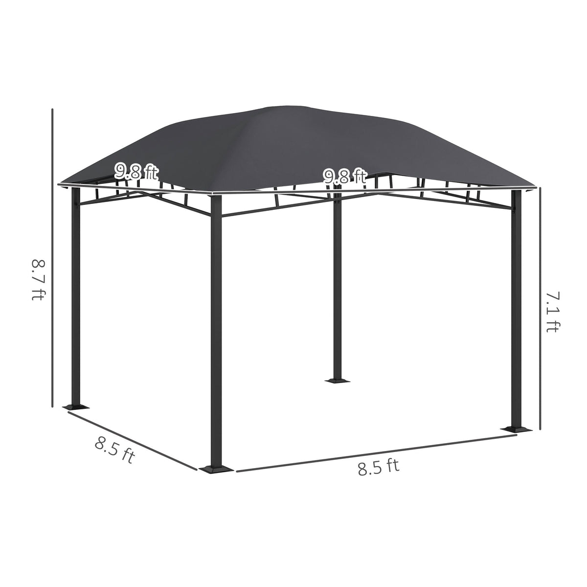10' x 10' Soft Top Patio Gazebo Outdoor Canopy with Geometric Roof, All-weather Steel Frame, Gray - MC Online
