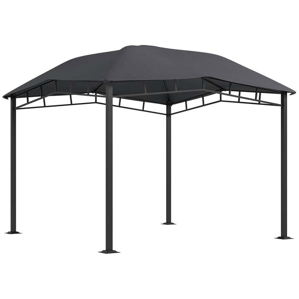 10' x 10' Soft Top Patio Gazebo Outdoor Canopy with Geometric Roof, All-weather Steel Frame, Gray - MC Online