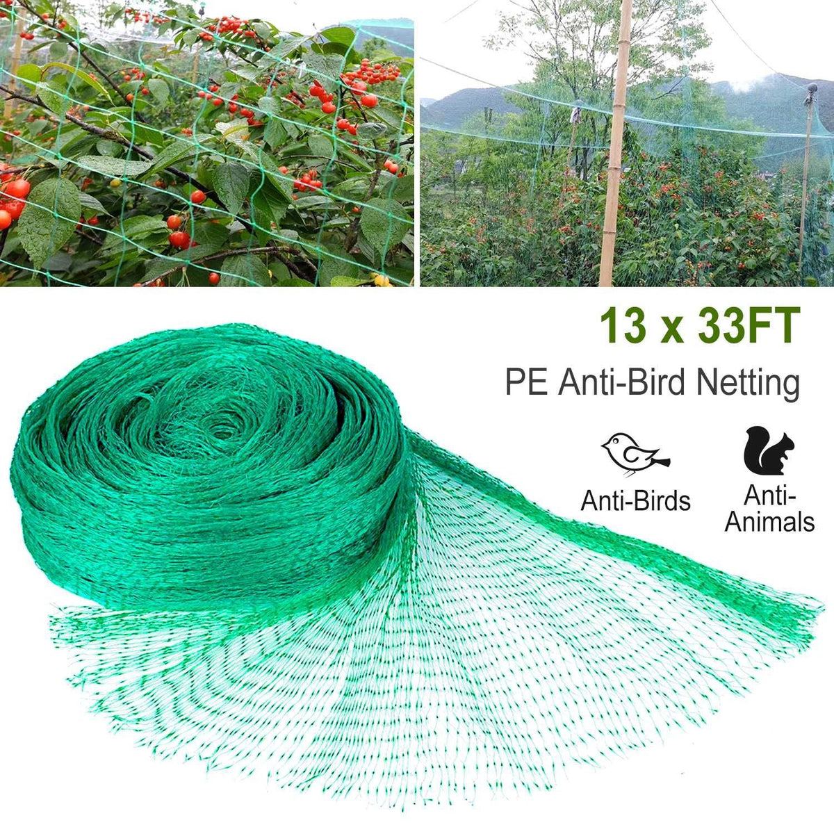 13 x 33ft Garden Netting Heavy Duty PE Anti Bird Netting Plants Fruits Tree Vegetables Protection Netting Net - MC Online