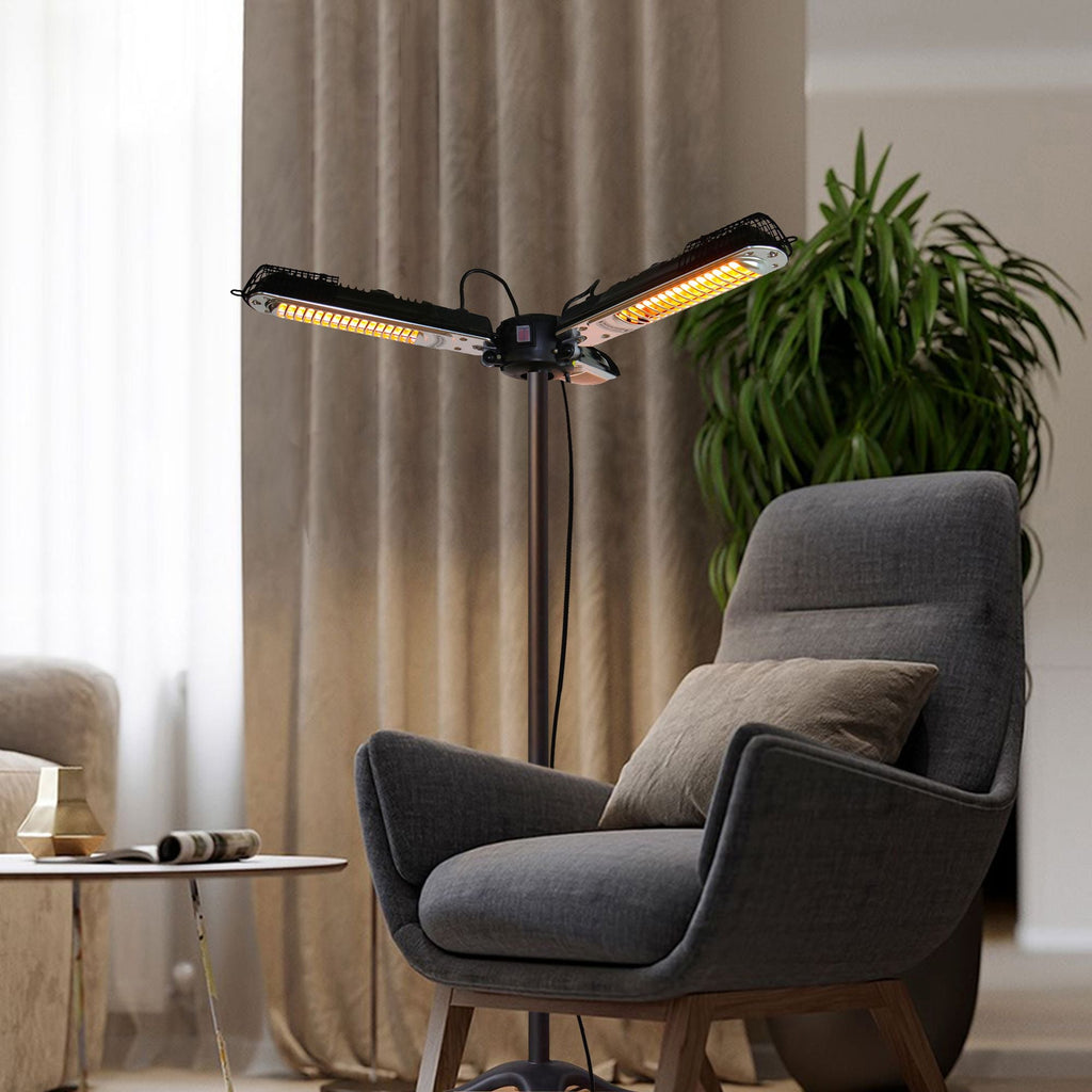 1500W Foldable Electric Patio Heater Umbrella with 3 Heating Panels; for Pergola Outdoor or Gazabo Parasol - MC Online
