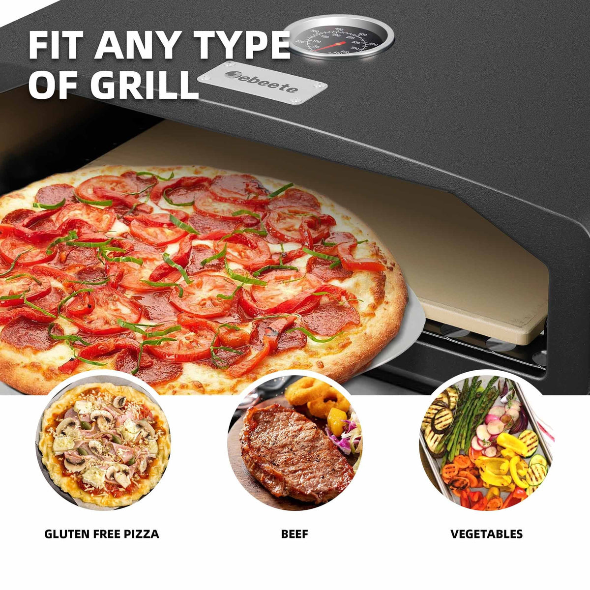 15.7" x 13.7" x 4"Portable Pizza Oven for Outdoor Camp Stove and Indoor Gas Range,Stove Burner Top Pizza Box with Pizza Stone and Pizza Peel,Black - MC Online