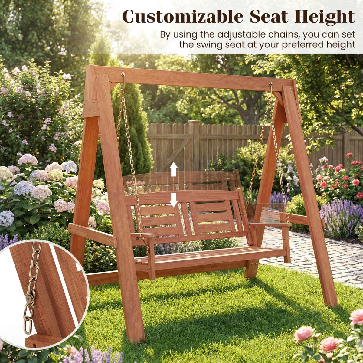 2-Seater Porch Swing with Stand Adjustable Chains - MC Online