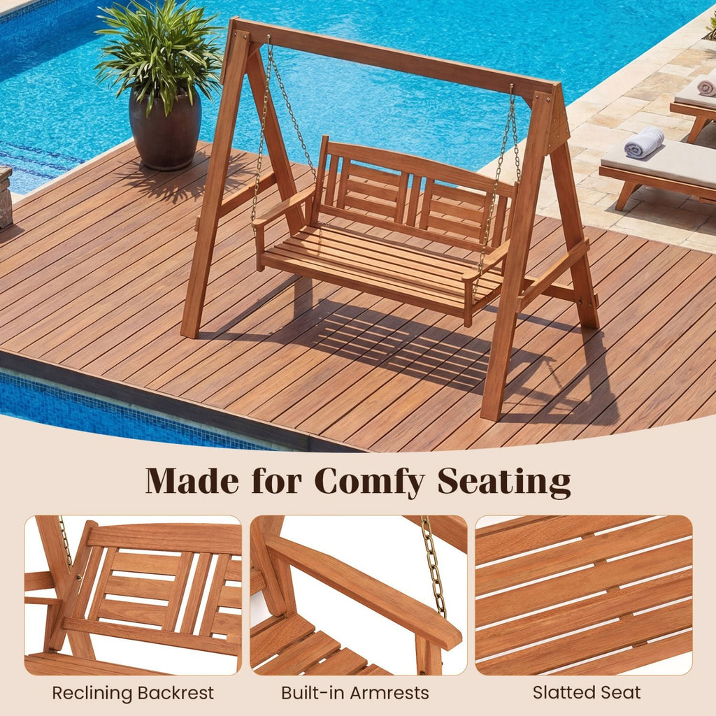 2-Seater Porch Swing with Stand Adjustable Chains - MC Online