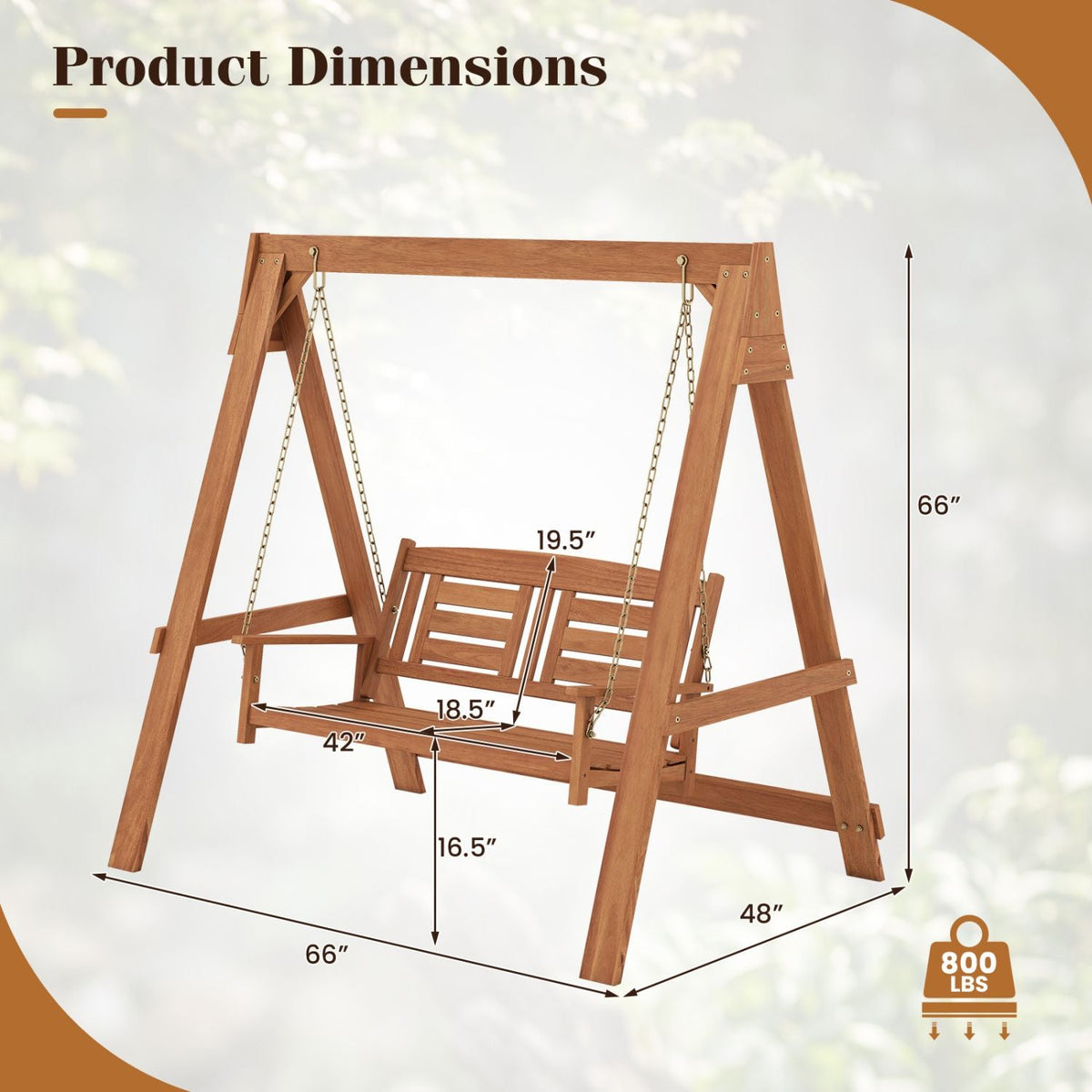2-Seater Porch Swing with Stand Adjustable Chains - MC Online