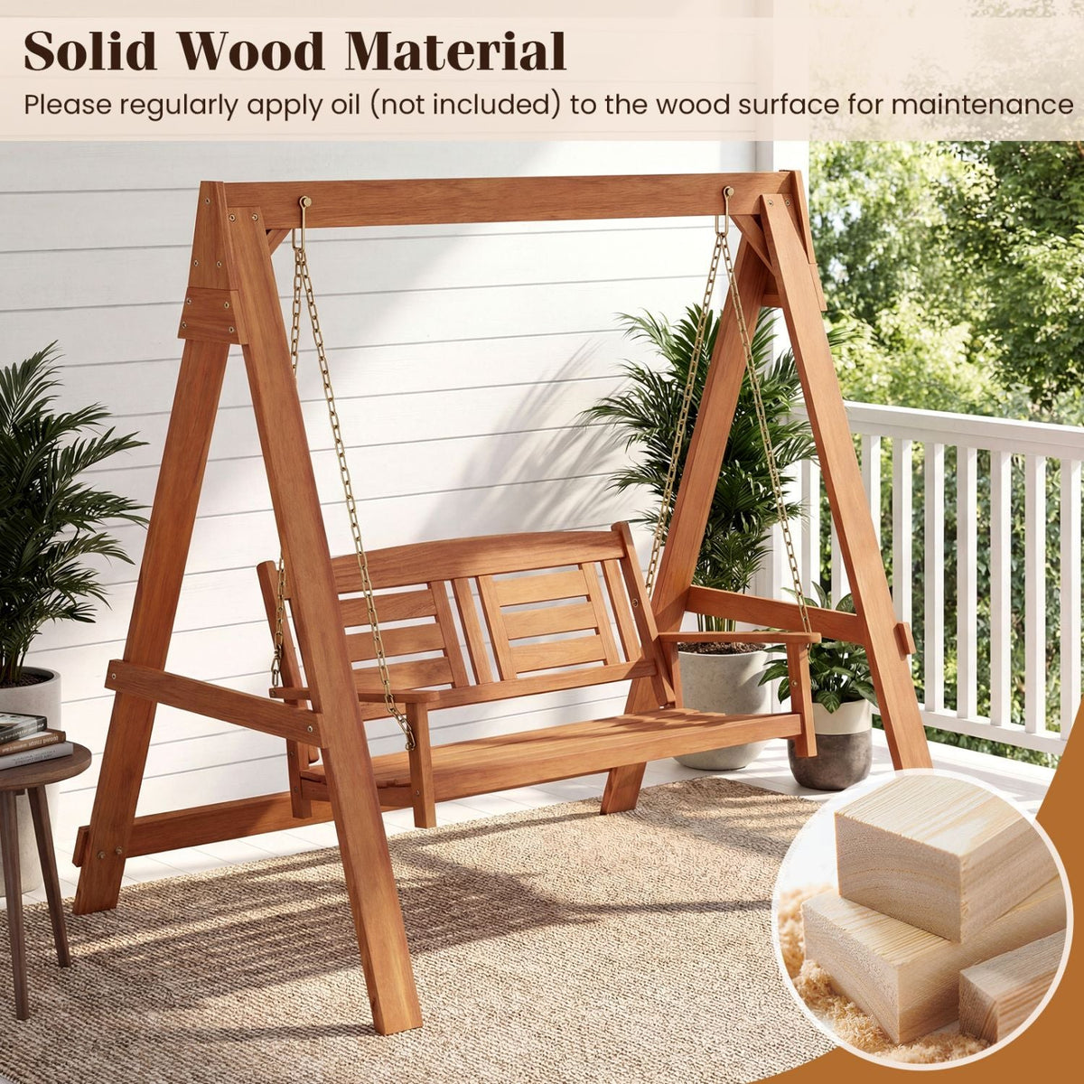 2-Seater Porch Swing with Stand Adjustable Chains - MC Online