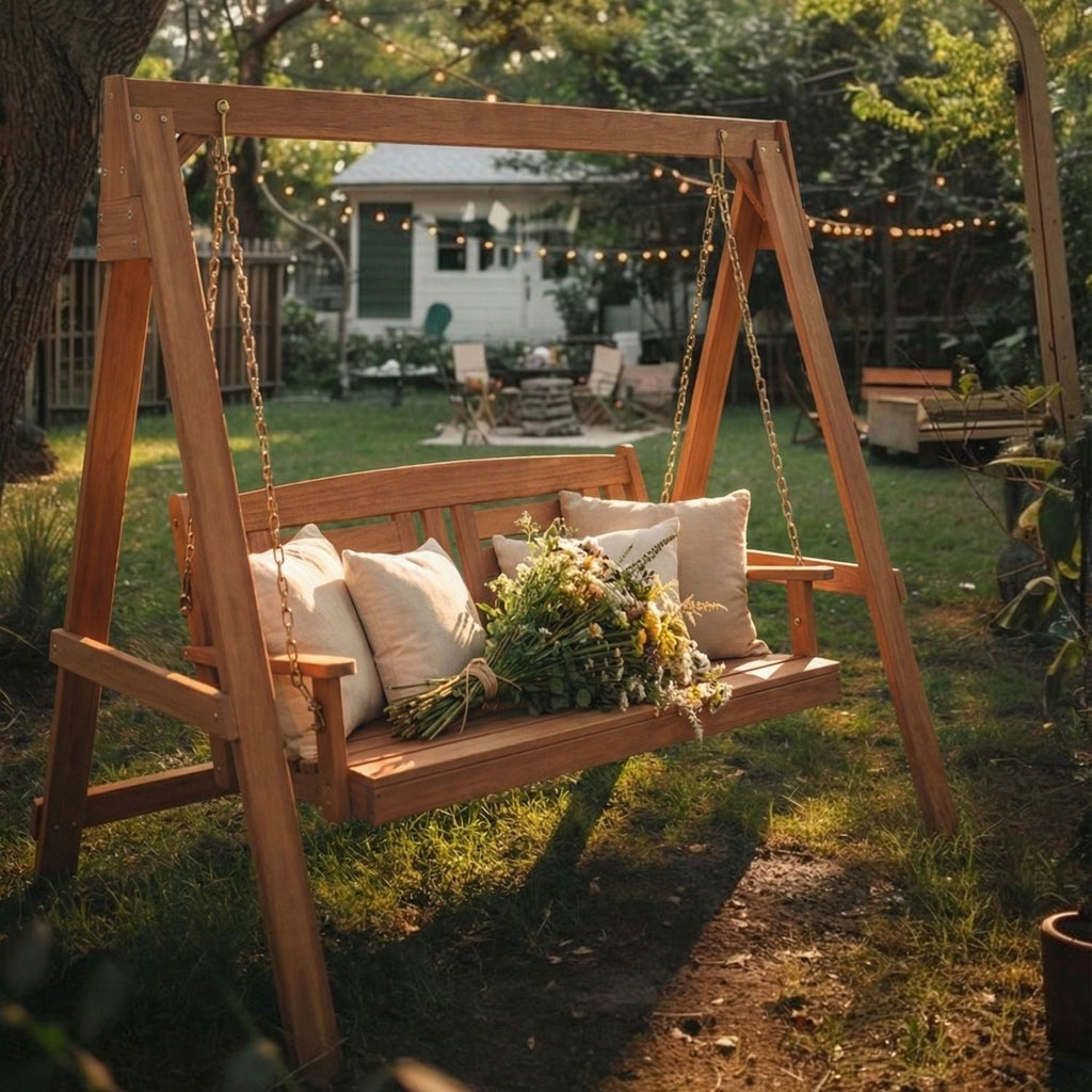 2-Seater Porch Swing with Stand Adjustable Chains - MC Online