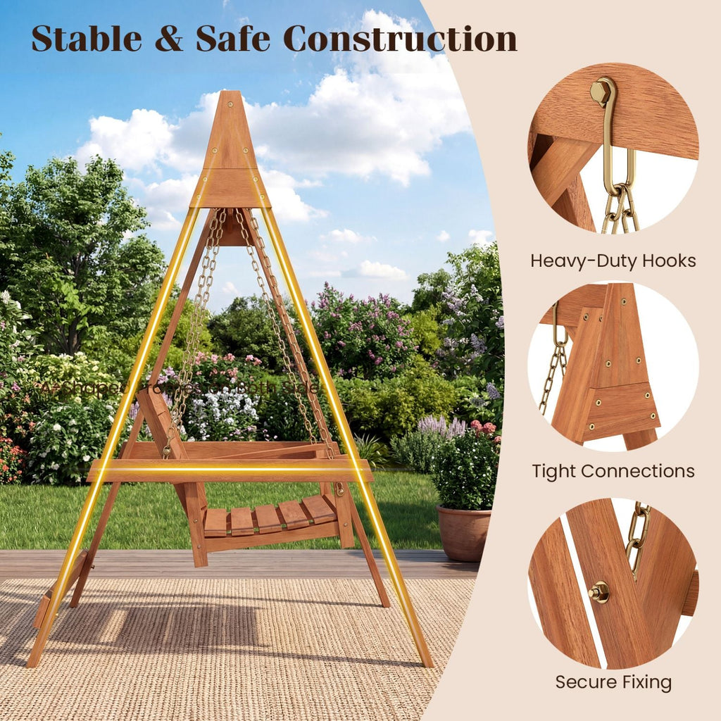 2-Seater Porch Swing with Stand Adjustable Chains - MC Online