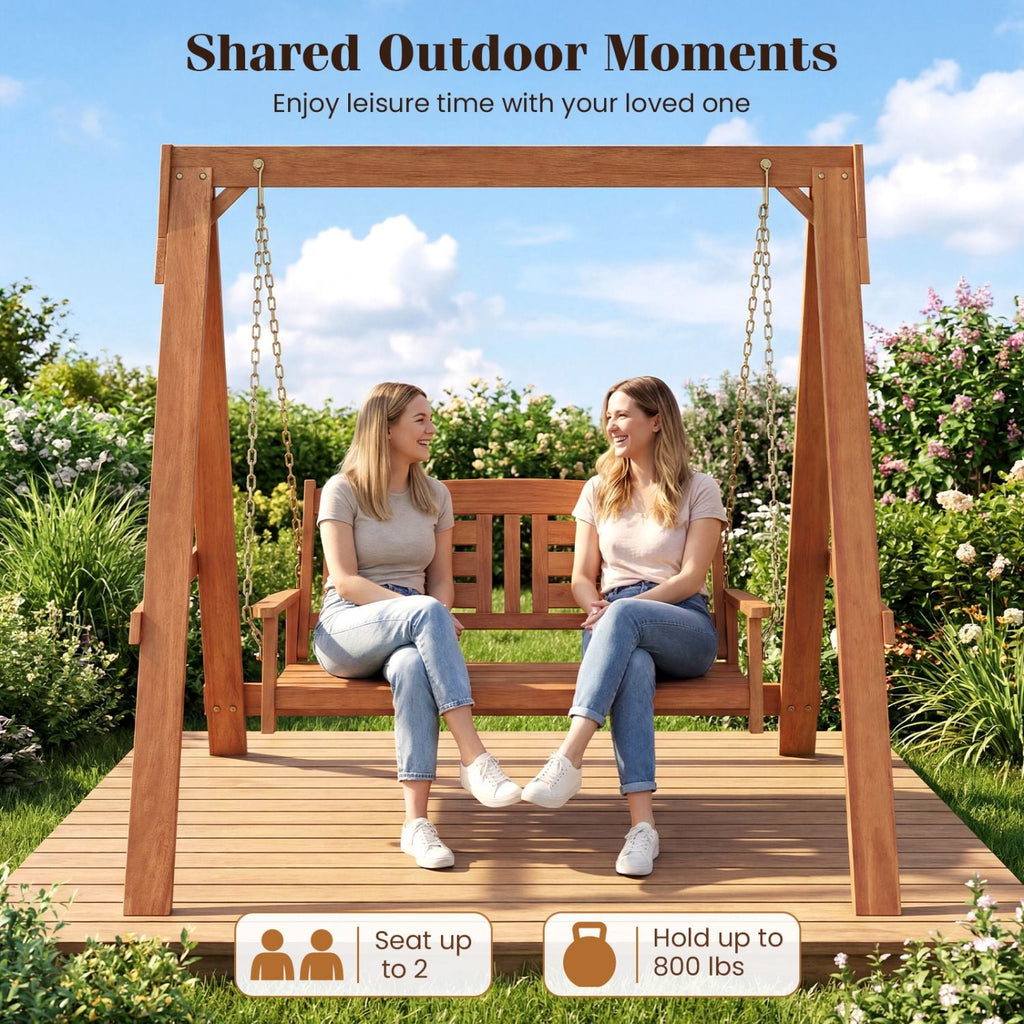 2-Seater Porch Swing with Stand Adjustable Chains - MC Online