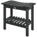 2-Tier Shower Bench, HDPE Weather Resistant Outdoor Side Table with Non-Slip Pads, Handles for Patio, Pool, Black - MC Online