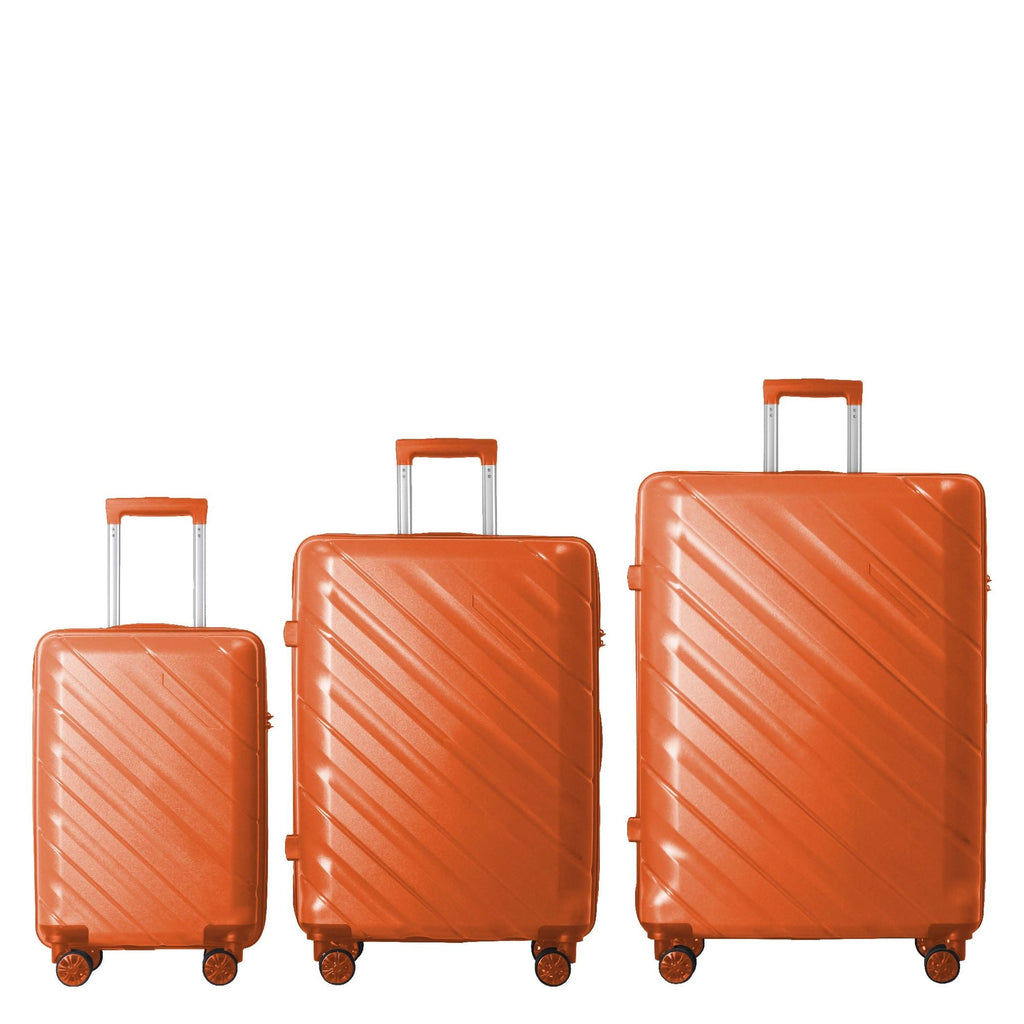 3-Piece Luggage Sets (20", 24", 28"), Suitcase with Wheels, Hardside Suitcase With Four Spinner Wheels and Scratch-Resistant Surface, Orange - MC Online