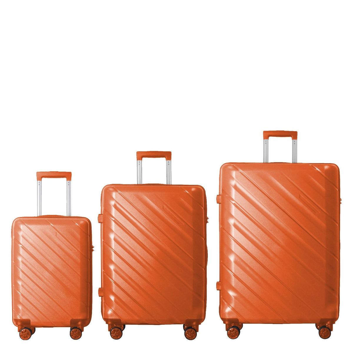 3-Piece Luggage Sets (20", 24", 28"), Suitcase with Wheels, Hardside Suitcase With Four Spinner Wheels and Scratch-Resistant Surface, Orange - MC Online