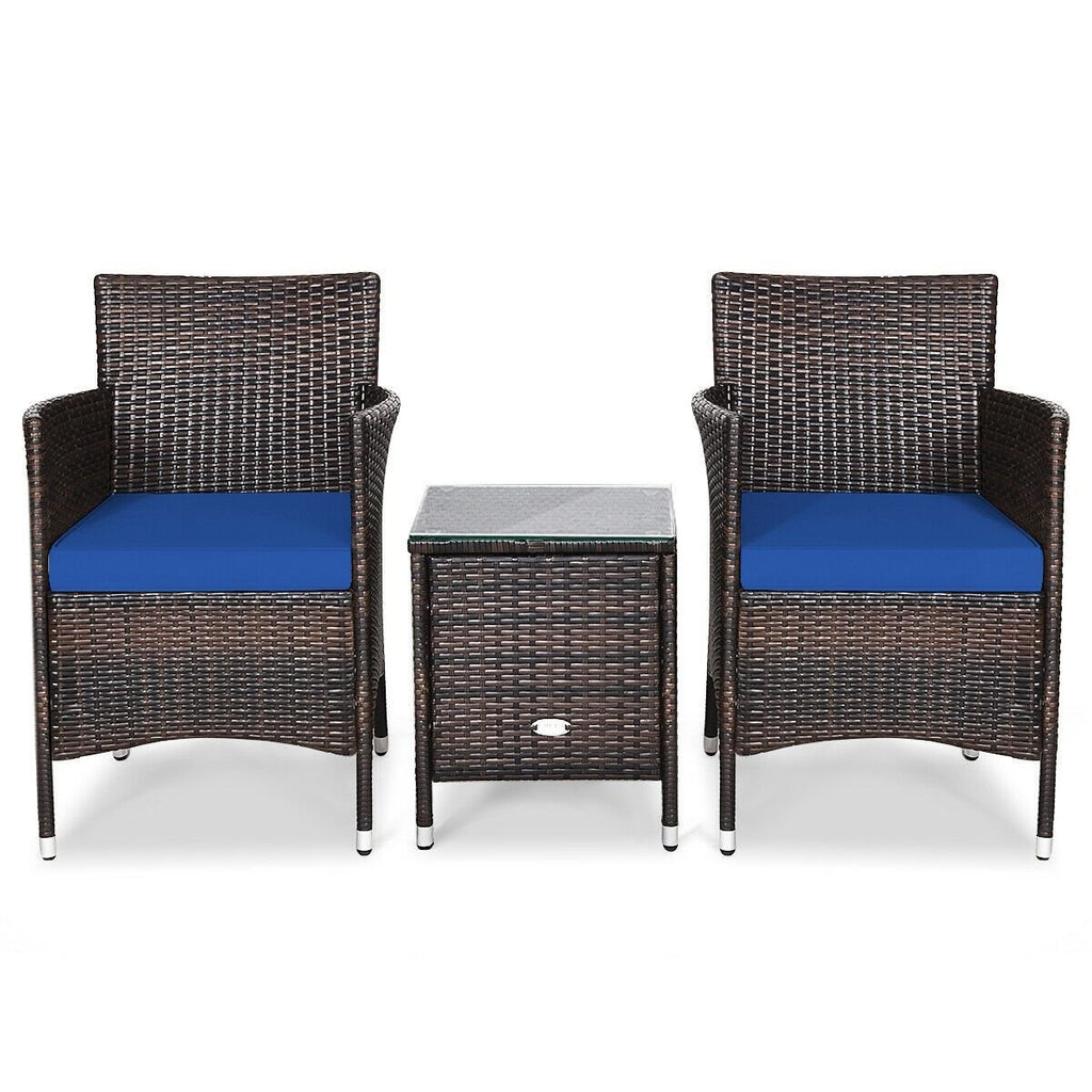 3 Pieces Ergonomic Wicker Patio Conversation Set - MC Online