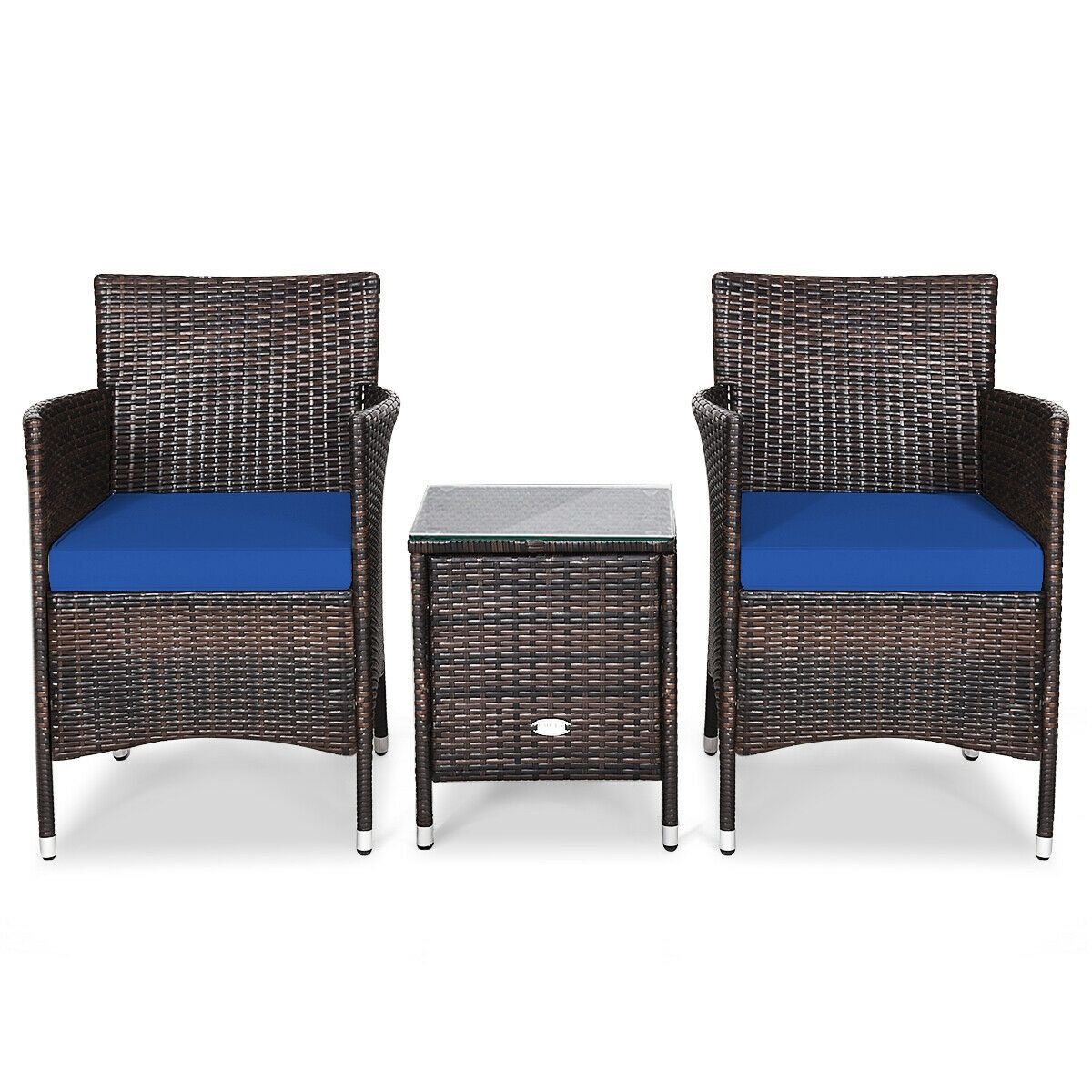 3 Pieces Ergonomic Wicker Patio Conversation Set - MC Online