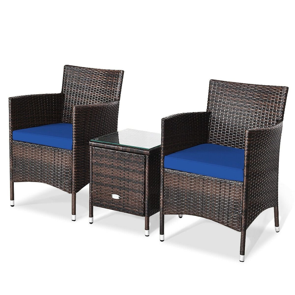 3 Pieces Ergonomic Wicker Patio Conversation Set - MC Online