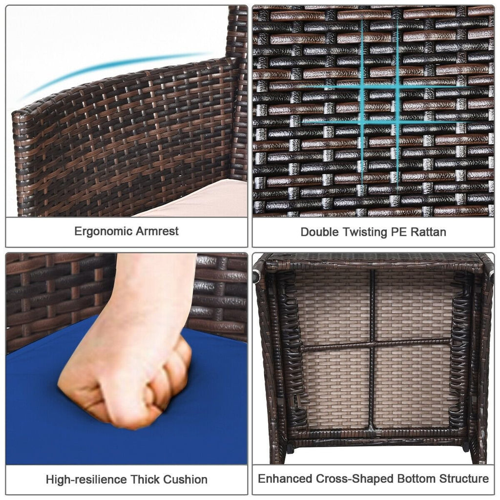 3 Pieces Ergonomic Wicker Patio Conversation Set - MC Online