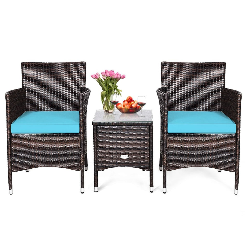 3 Pieces Ergonomic Wicker Patio Conversation Set - MC Online