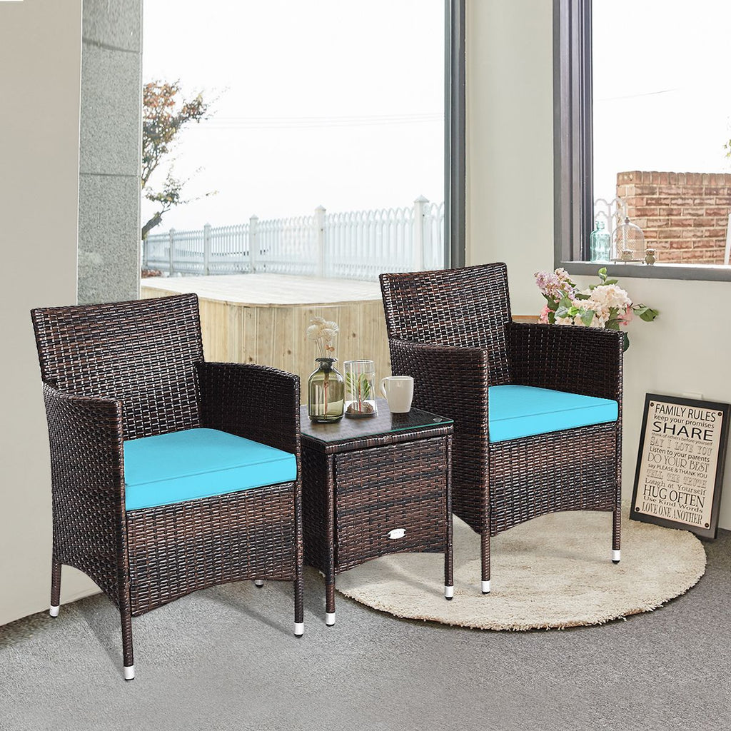3 Pieces Ergonomic Wicker Patio Conversation Set - MC Online