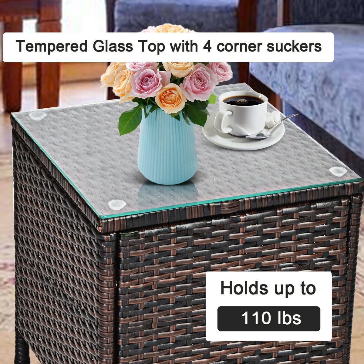 3 Pieces Ergonomic Wicker Patio Conversation Set - MC Online