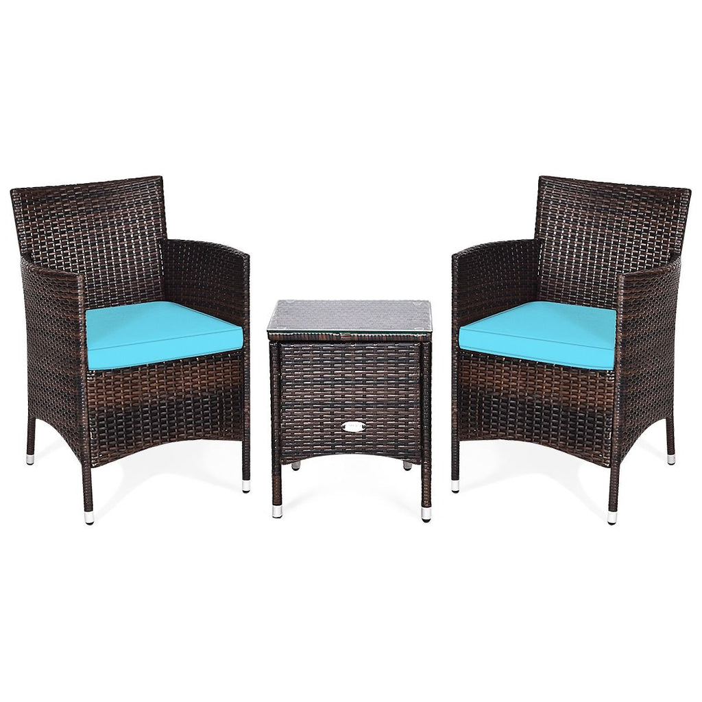 3 Pieces Ergonomic Wicker Patio Conversation Set - MC Online