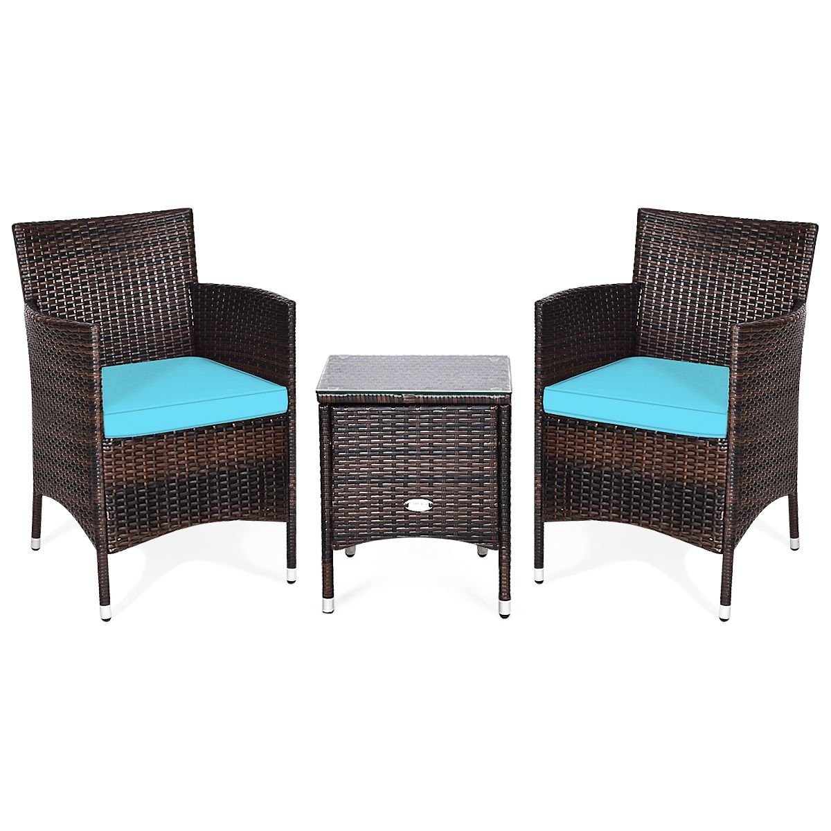 3 Pieces Ergonomic Wicker Patio Conversation Set - MC Online