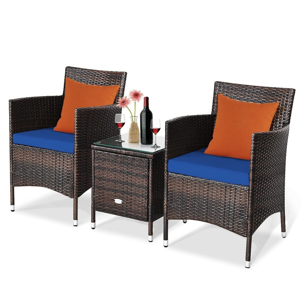 3 Pieces Ergonomic Wicker Patio Conversation Set - MC Online
