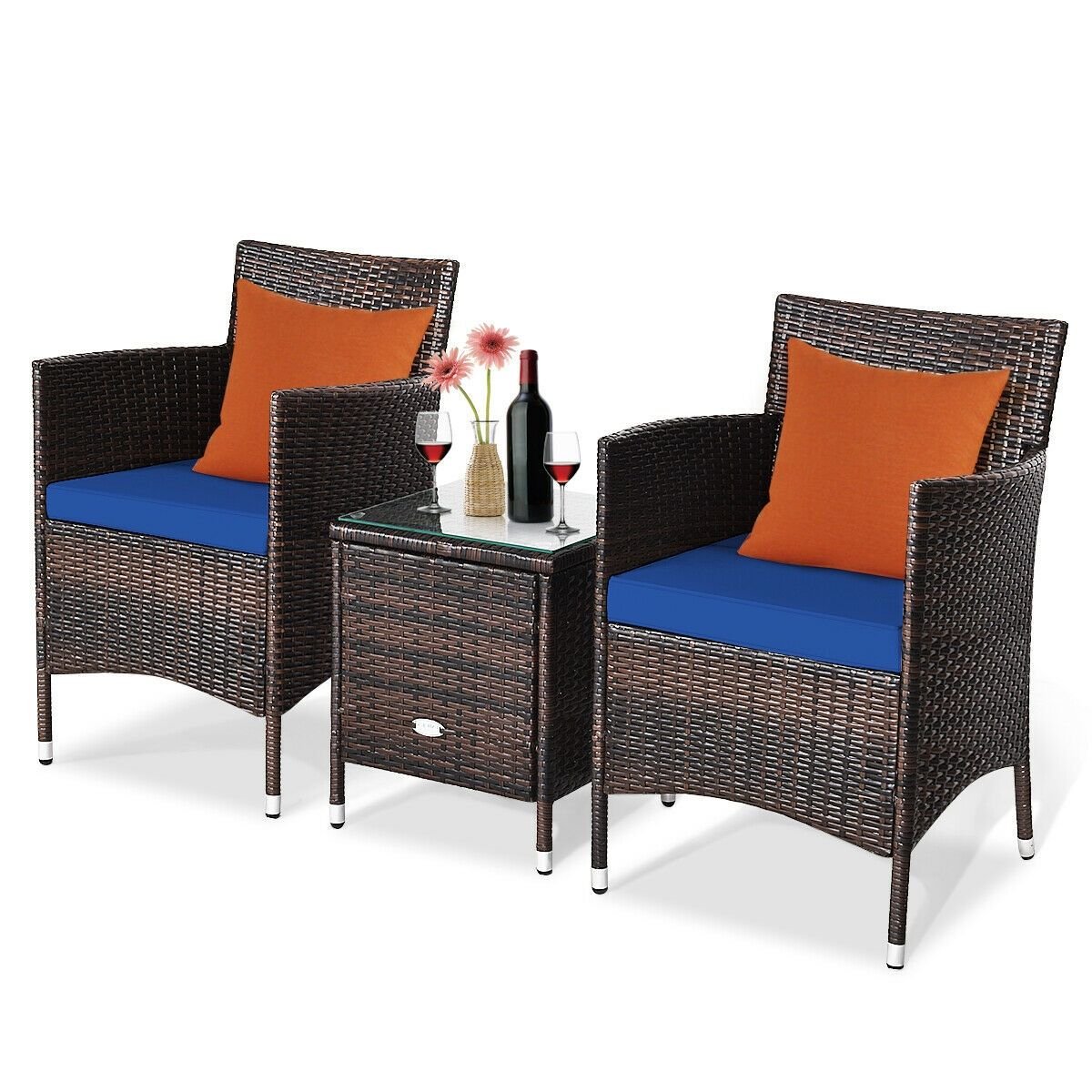 3 Pieces Ergonomic Wicker Patio Conversation Set - MC Online