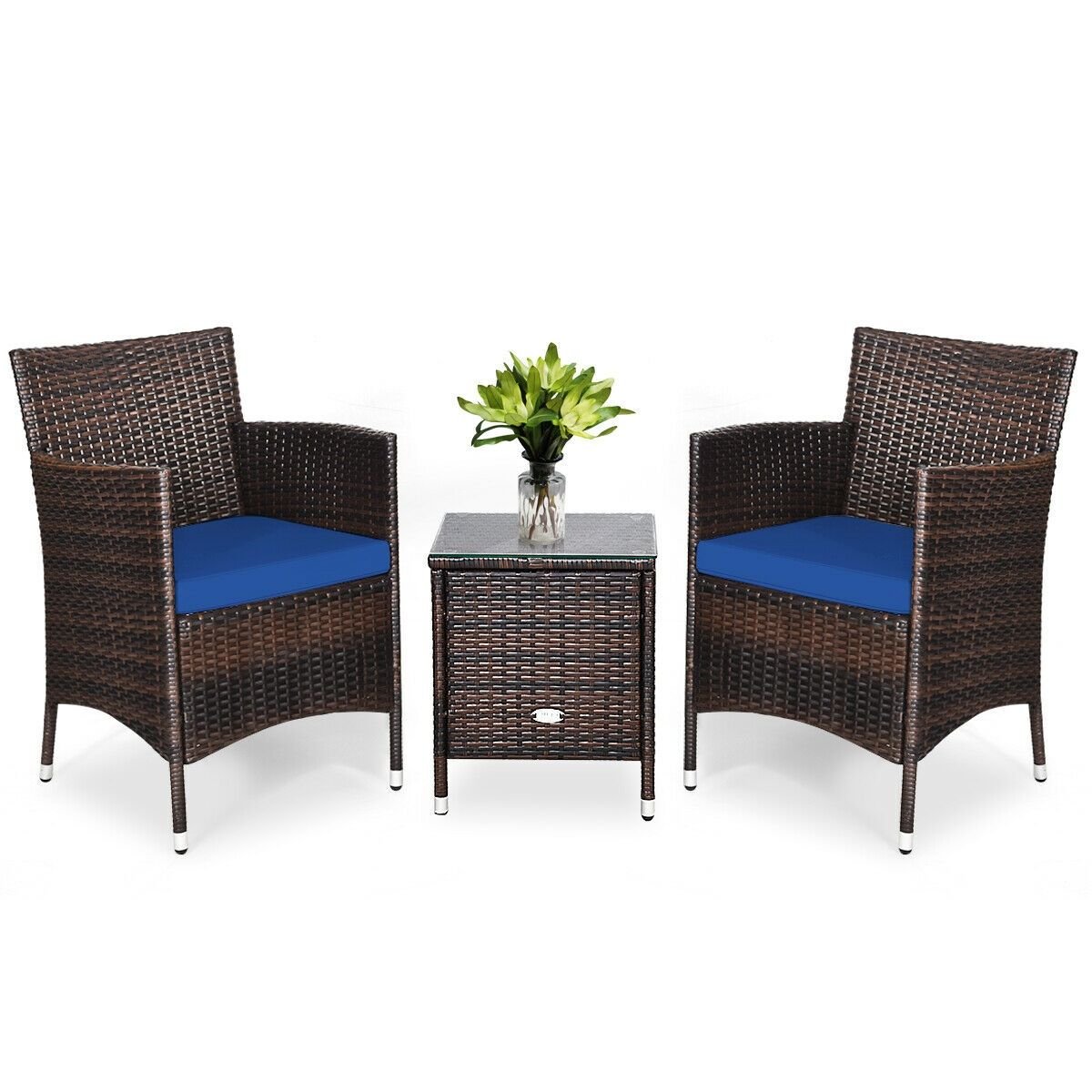 3 Pieces Ergonomic Wicker Patio Conversation Set - MC Online