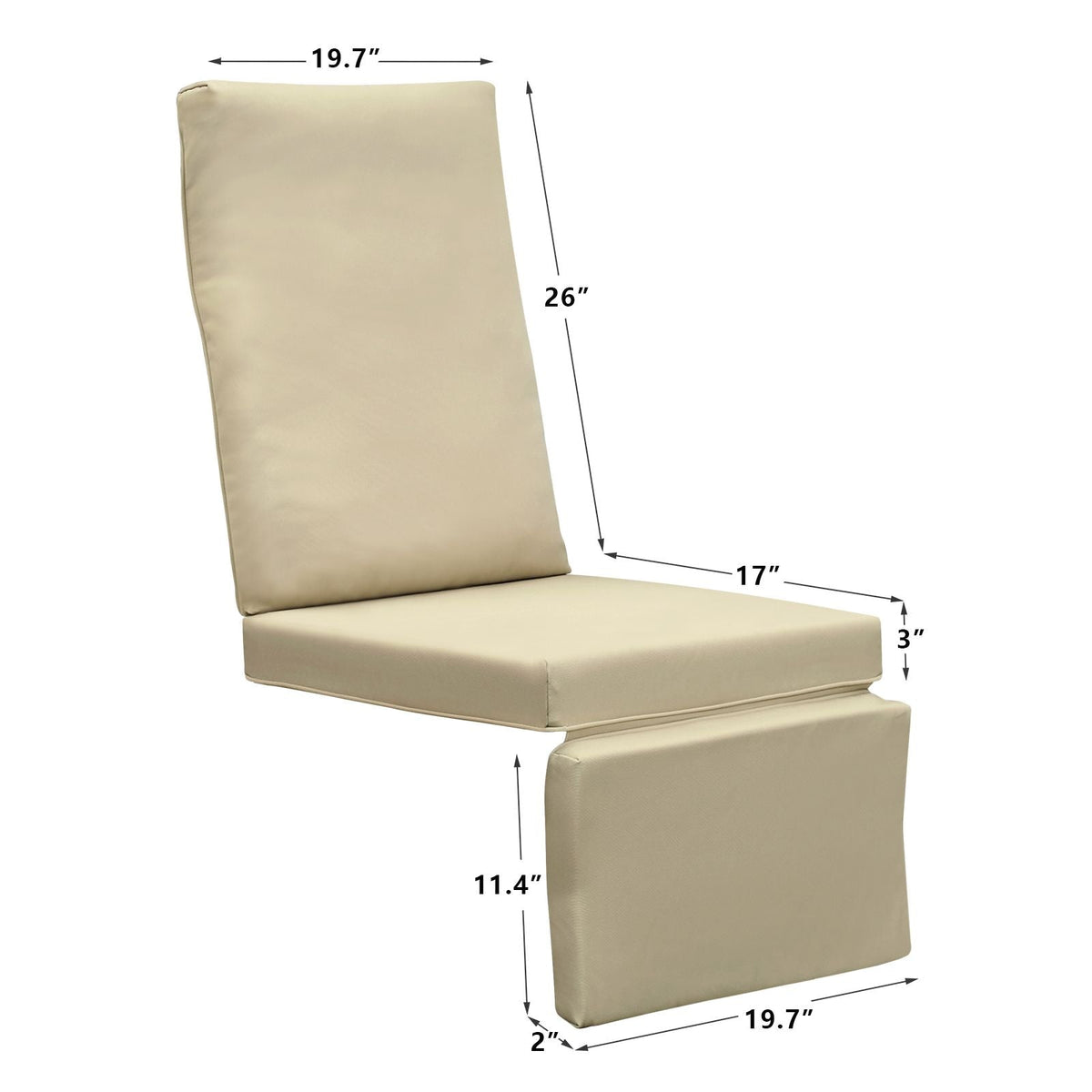 3' Thickness Replacement Waterproof Cushion,Lounge Chair Cushion,Cushion for Outdoor Recliner Furniture - MC Online