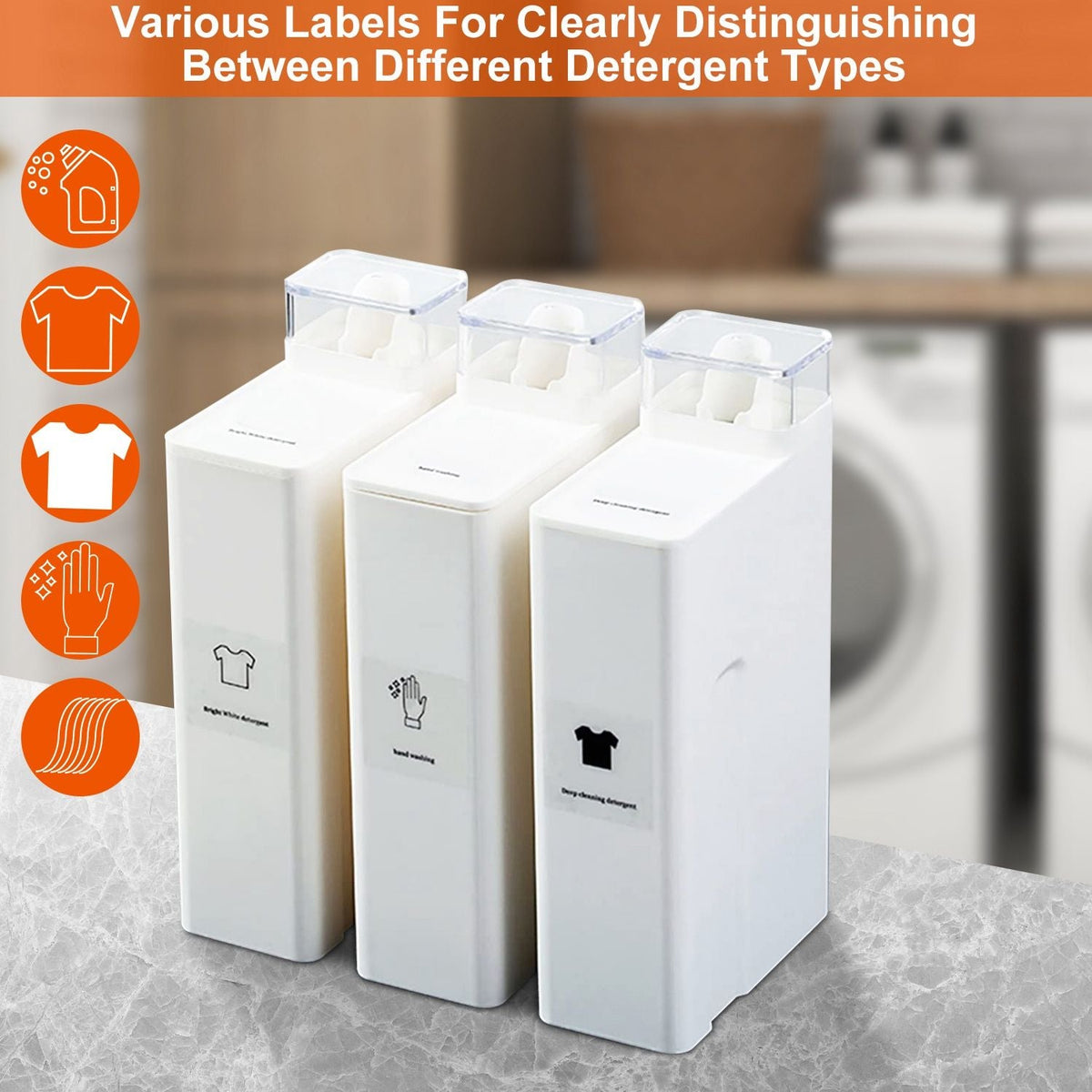 35oz Laundry Detergent Dispenser Container Empty Dispenser Bottle Storage Box with Waterproof Labels for Liquid Detergent Fabric Softener - MC Online