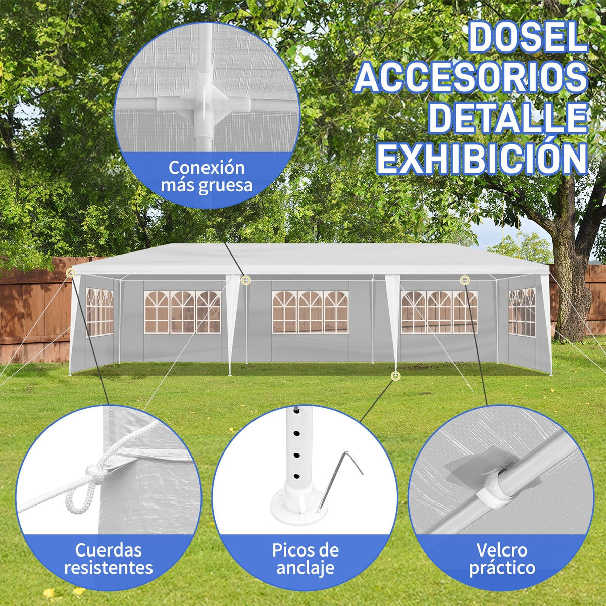 3*9m 5-Sided Iron PE Cloth Spiral Pipe Pergola - MC Online