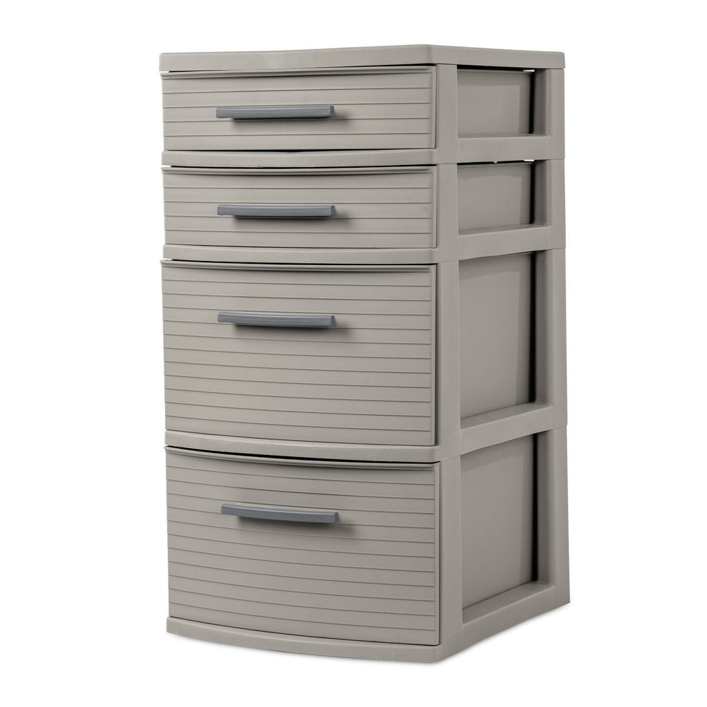 4 Drawer Weave Tower Dark Gray - Plastic Storage Organizer, Portable Utility Drawers, Universal Storage - MC Online