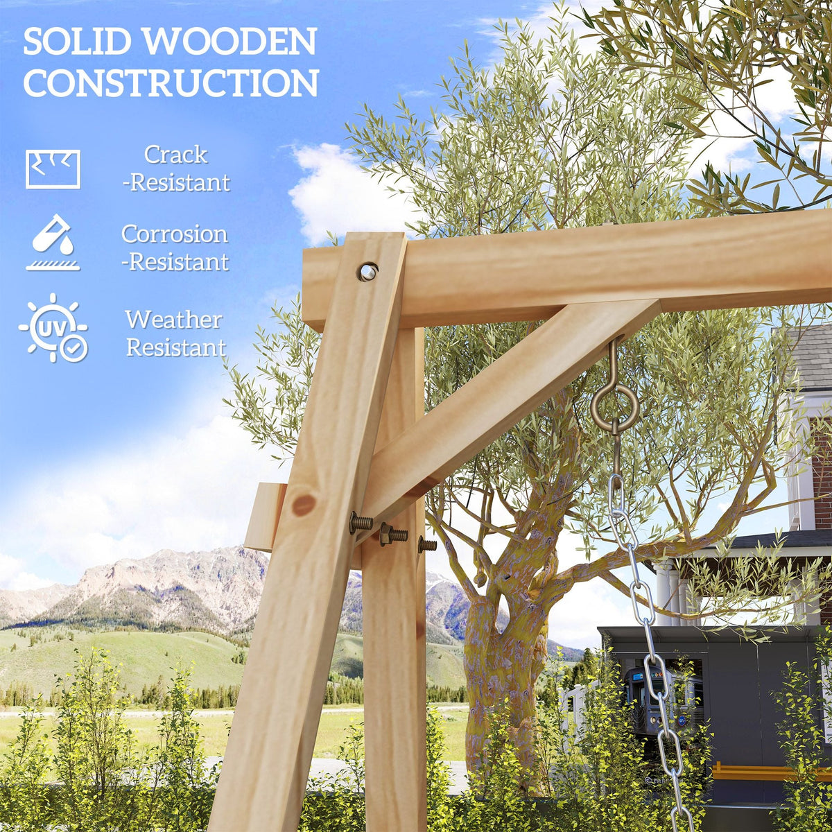 770lbs Porch Swing Frame, Heavy Duty A-Frame Hanging Chair Stand Only with Reinforced Bars for Porch, Garden, Backyard - MC Online