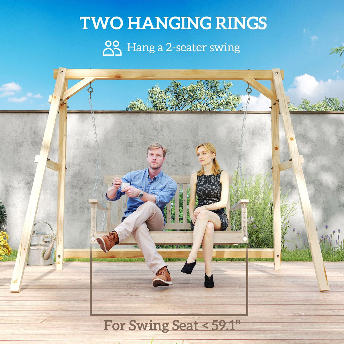 770lbs Porch Swing Frame, Heavy Duty A-Frame Hanging Chair Stand Only with Reinforced Bars for Porch, Garden, Backyard - MC Online