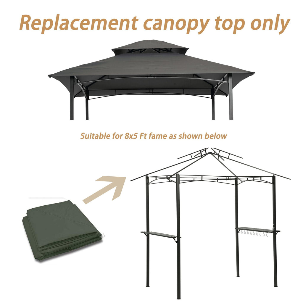 8x5Ft Grill Gazebo Replacement Canopy Only!!!! NO Metal Structure!!! Double Tiered BBQ Tent Roof Top Cover - MC Online