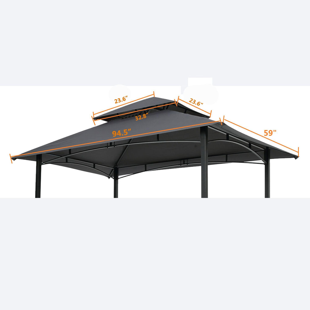 8x5Ft Grill Gazebo Replacement Canopy Only!!!! NO Metal Structure!!! Double Tiered BBQ Tent Roof Top Cover - MC Online