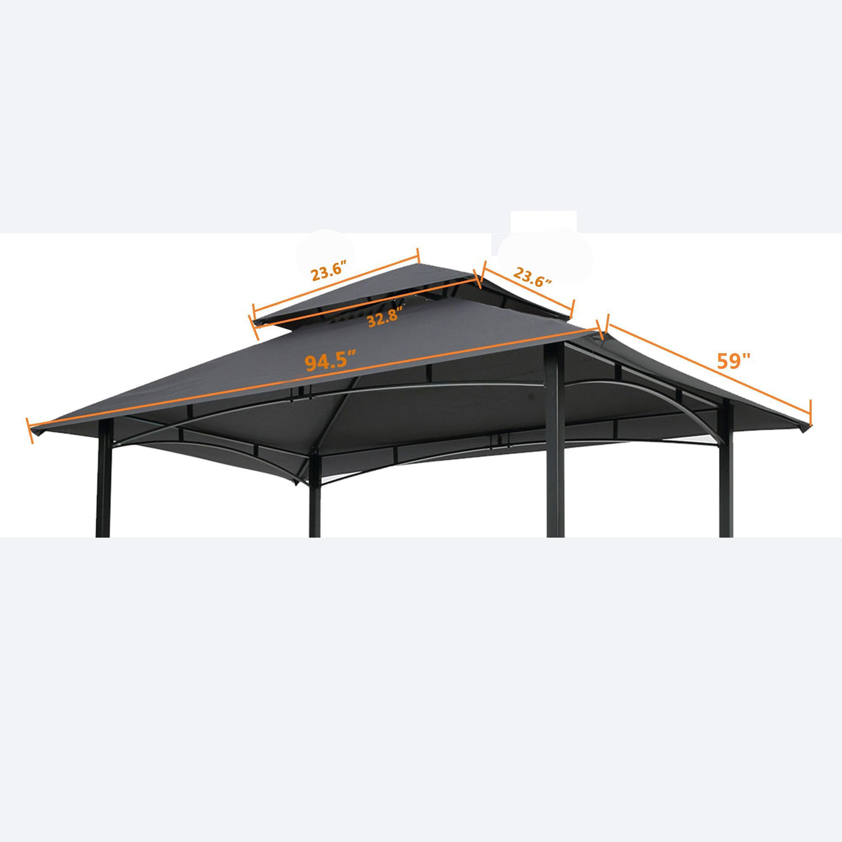 8x5Ft Grill Gazebo Replacement Canopy Only!!!! NO Metal Structure!!! Double Tiered BBQ Tent Roof Top Cover - MC Online