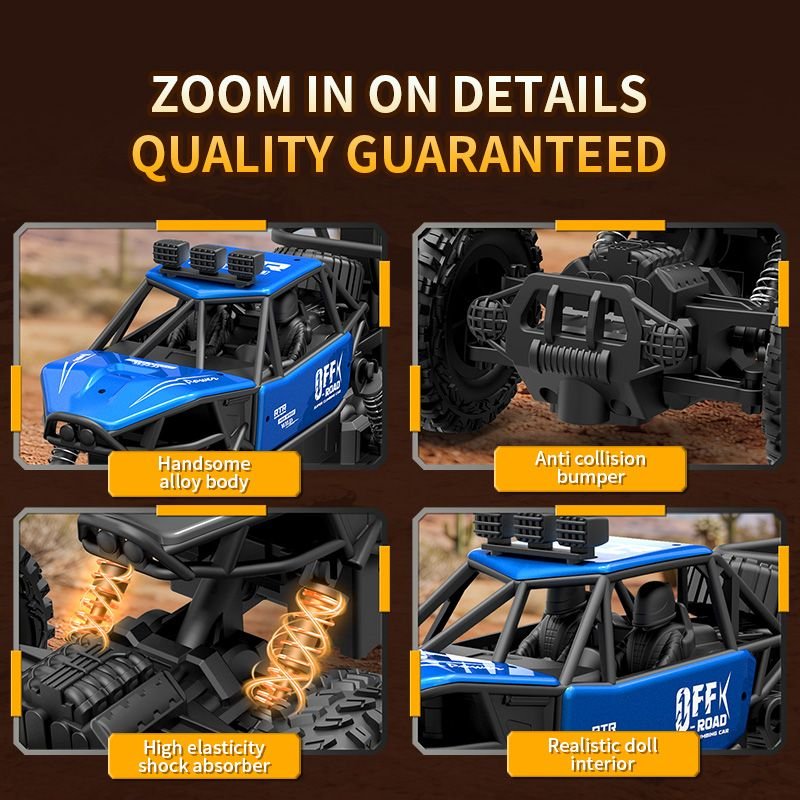 All-terrain Electric Toy Car, Alloy Car, 1:20 Scale Model Car, 2.4GHz R/ C Off-road Car, High-speed Car, with Headlights And Shock Absorption, Birthday Gifts for Kids Over 3 Years Old - MC Online