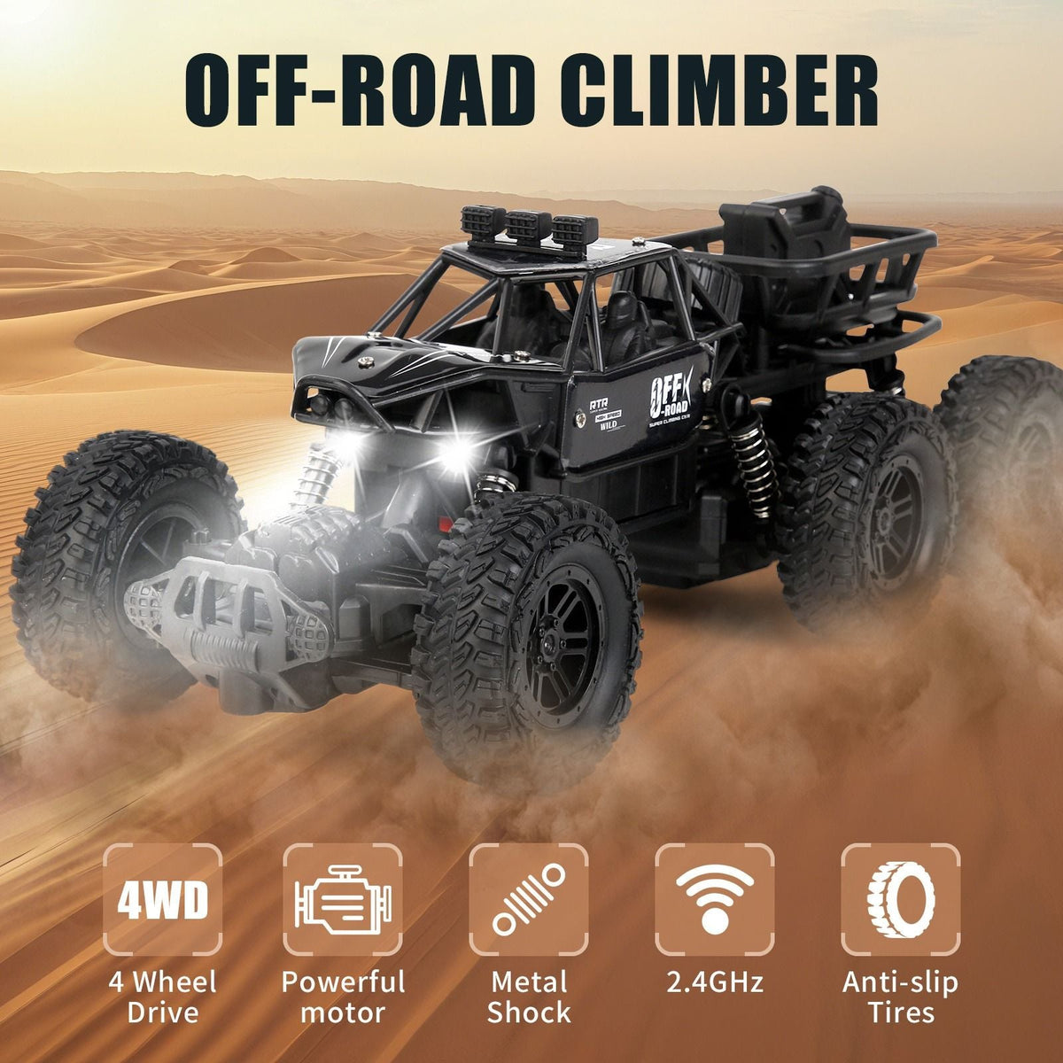 All-terrain Electric Toy Car, Alloy Car, 1:20 Scale Model Car, 2.4GHz R/ C Off-road Car, High-speed Car, with Headlights And Shock Absorption, Birthday Gifts for Kids Over 3 Years Old - MC Online