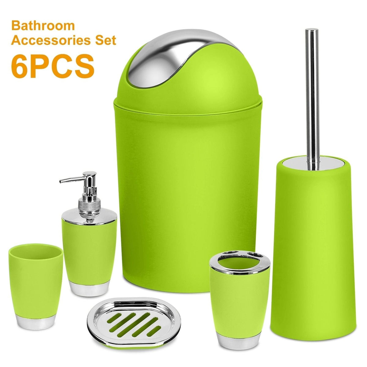 Bathroom Accessories Set 6 Pcs Bathroom Set Ensemble Complete Soap Dispenser Toothbrush Holder - MC Online