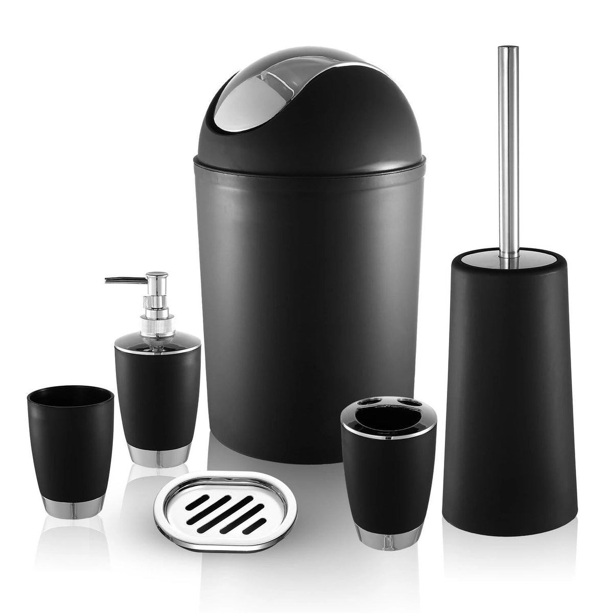 Bathroom Accessories Set 6 Pcs Bathroom Set Ensemble Complete Soap Dispenser Toothbrush Holder - MC Online