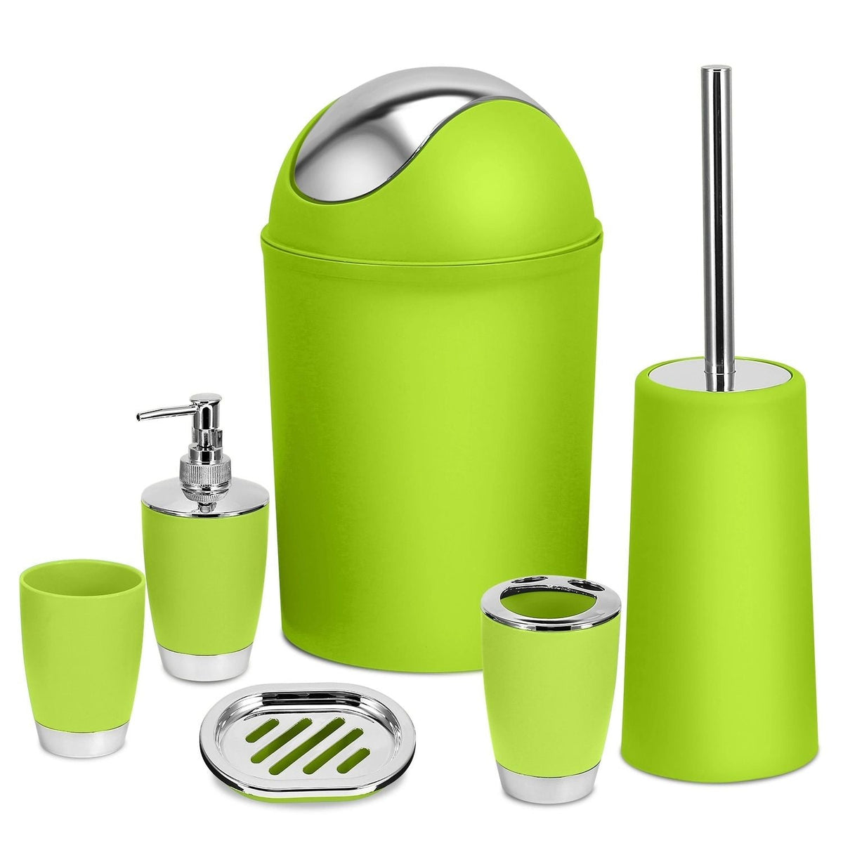 Bathroom Accessories Set 6 Pcs Bathroom Set Ensemble Complete Soap Dispenser Toothbrush Holder - MC Online