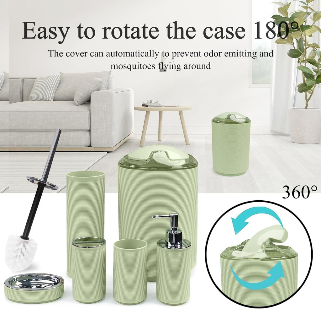 Bathroom Accessories Set Bath Ensemble Includes Soap Dispenser, Toothbrush Holder, Toothbrush Cup, Soap Dish for Decorative Countertop and Housewarming Gift (Apple Green) - MC Online