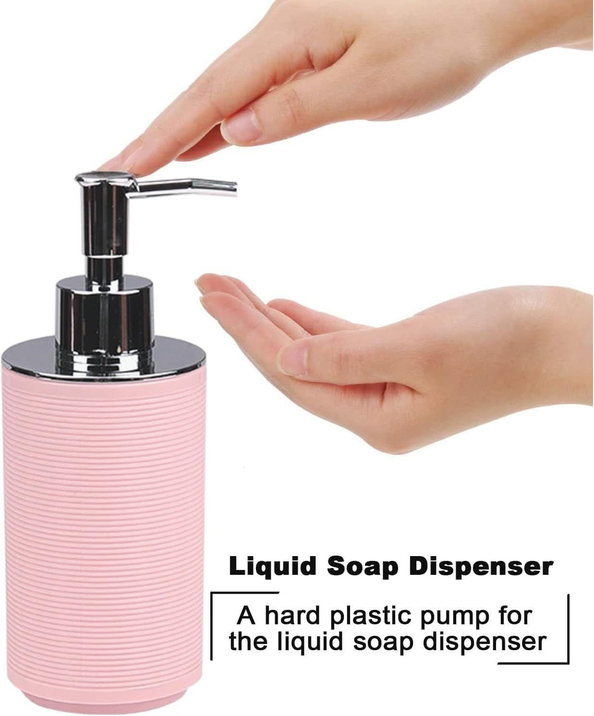 Bathroom Accessories Set Bath Ensemble Includes Soap Dispenser, Toothbrush Holder, Toothbrush Cup, Soap Dish for Decorative Countertop and Housewarming Gift (Pink Spiricle) - MC Online