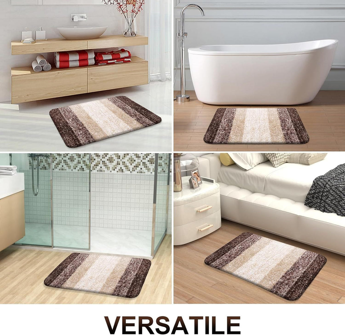 Bathroom Rug Mat 30x20, Extra Soft and Absorbent Microfiber Bath Rugs, Non-Slip Plush Shaggy Bath Carpet, Machine Wash Dry, Bath Mats for Bathroom Floor, Tub and Shower, Brown - MC Online