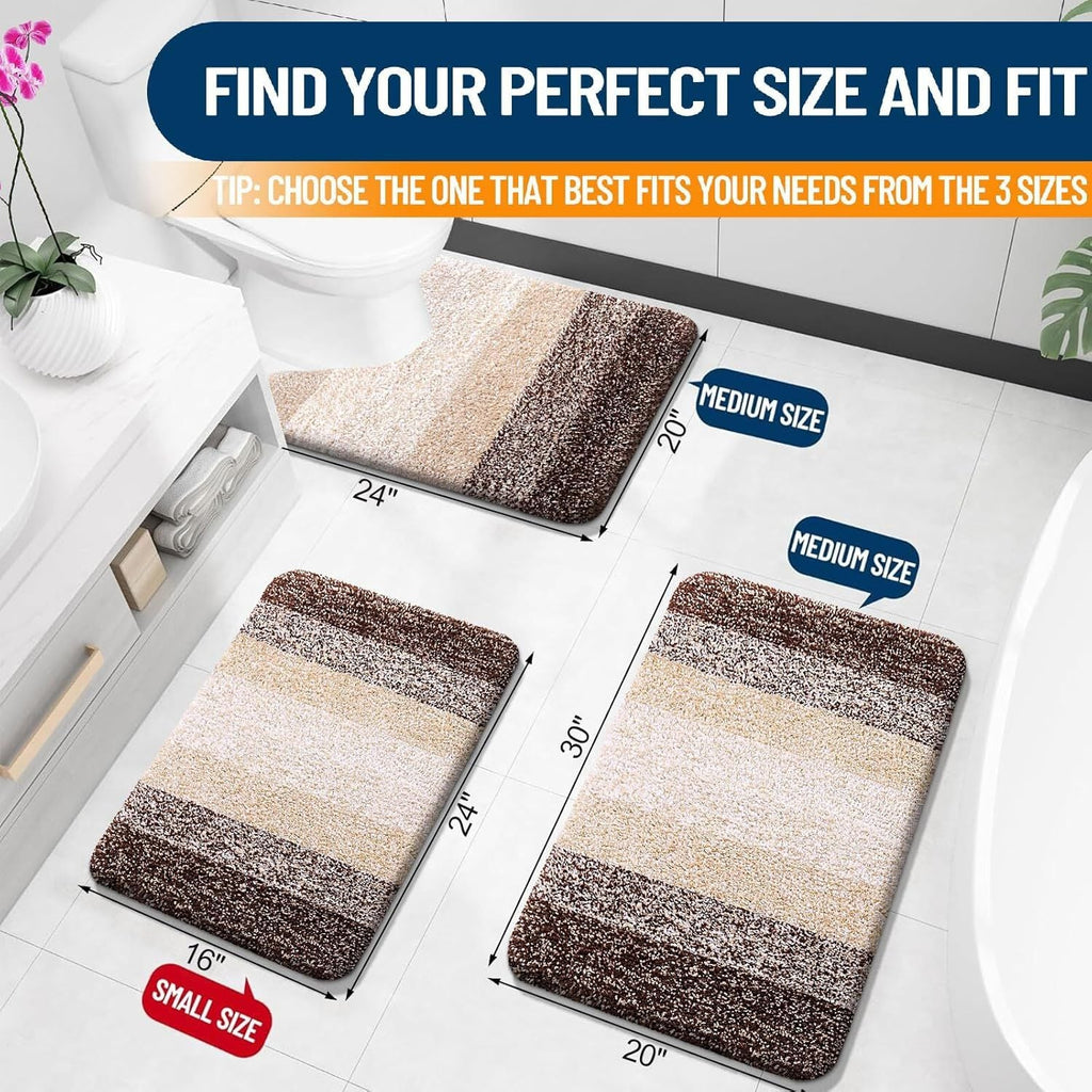 Bathroom Rug Mat 30x20, Extra Soft and Absorbent Microfiber Bath Rugs, Non-Slip Plush Shaggy Bath Carpet, Machine Wash Dry, Bath Mats for Bathroom Floor, Tub and Shower, Brown - MC Online