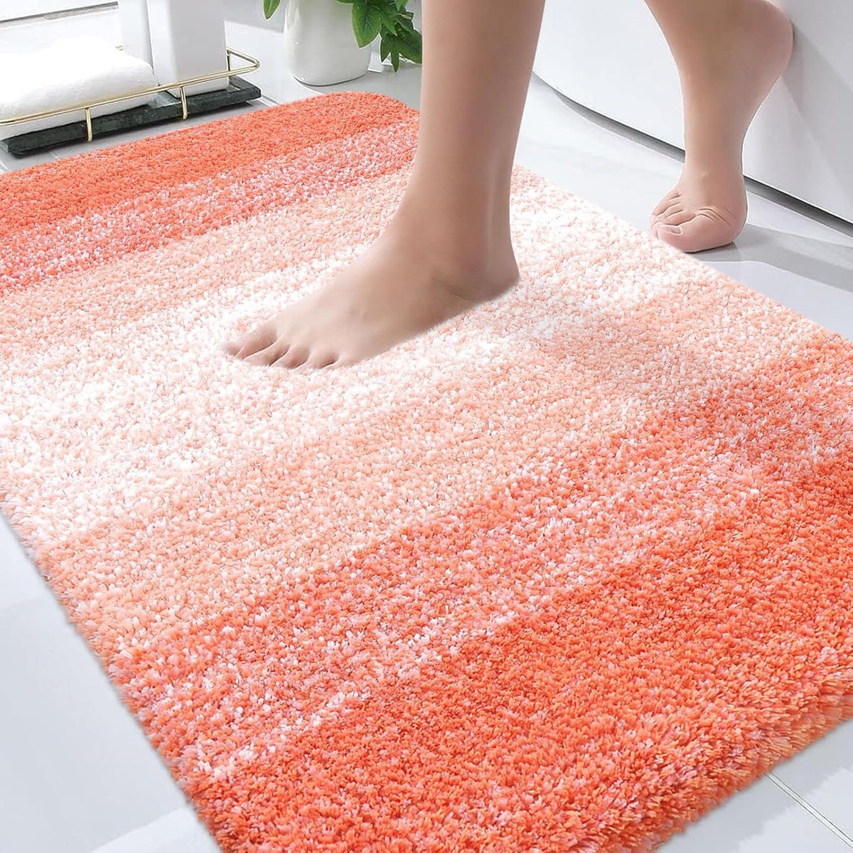 Bathroom Rugs Mat 30x20, Extra Soft Absorbent Microfiber Bath Rugs, Rubber Backing, Quick Dry, Machine Washable Bath Mats for Bathroom Floor, Tub and Shower, Home Decor Accessories, Coral - MC Online