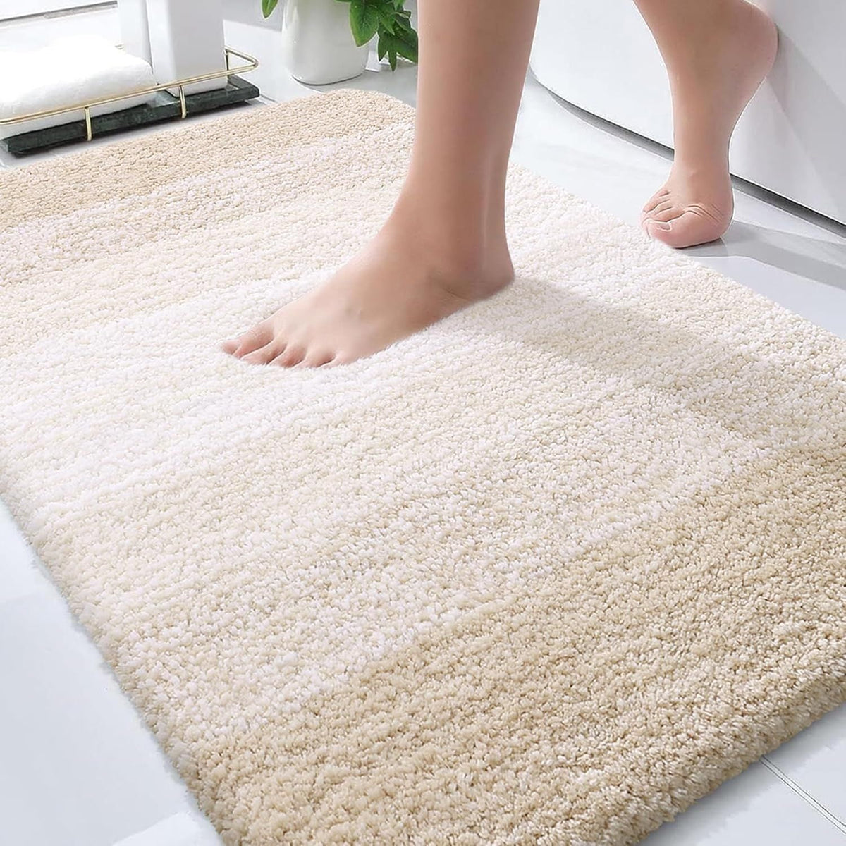 Bathroom Rugs Mat 30x20, Extra Soft Absorbent Microfiber Bath Rugs, Rubber Backing, Quick Dry, Machine Washable Bath Mats for Bathroom Floor, Tub and Shower, Home Decor Accessories, Light Beige - MC Online